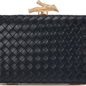 Clutch Purses for Women Evening/Wedding Chic Woven Bag Formal PU Leather Purse D